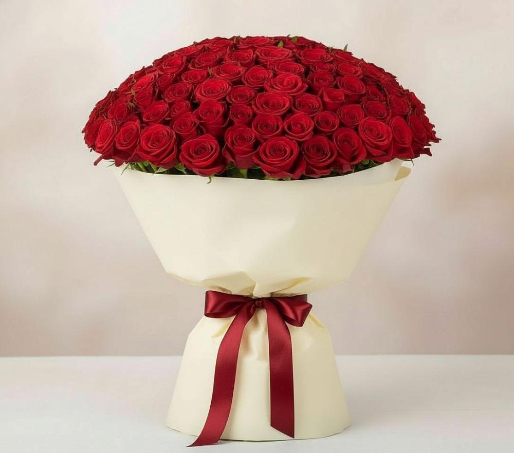 Букет 101 Красная роза Милано в Стрелке