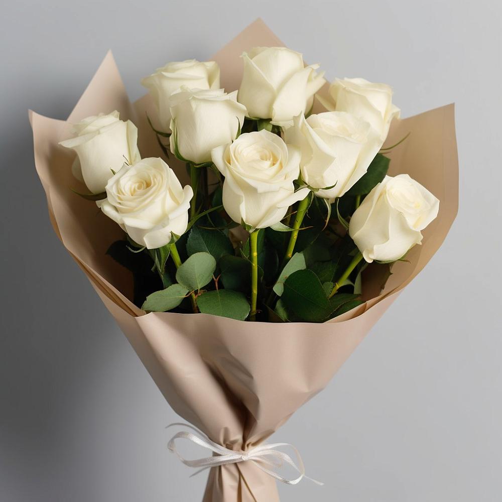 Букет 9 Белых роз Эдлесс Лав в Стрелке