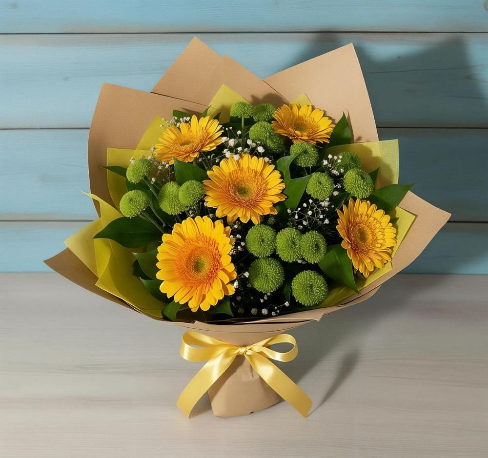 Букет цветов из: Герберы и Хризантемы в Стрелке