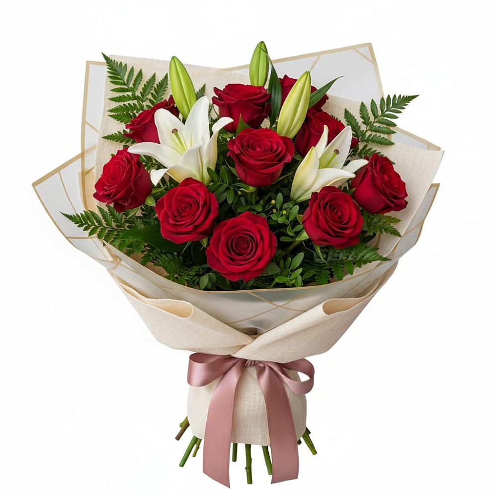 Букет цветов из: Лилии и Розы в Стрелке