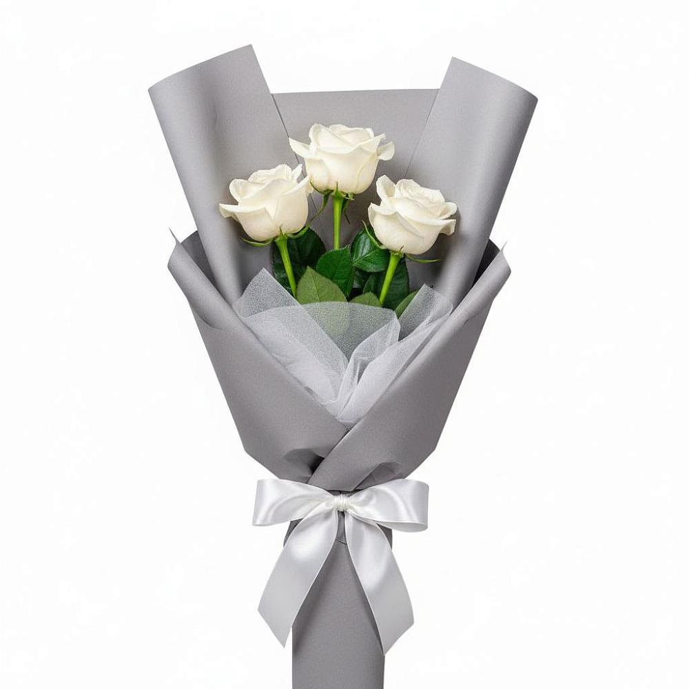 Букет 3 белые розы в Стрелке