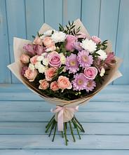 Букет цветов из:  Хризантемы, Розы и Альстромерии в Стрелке