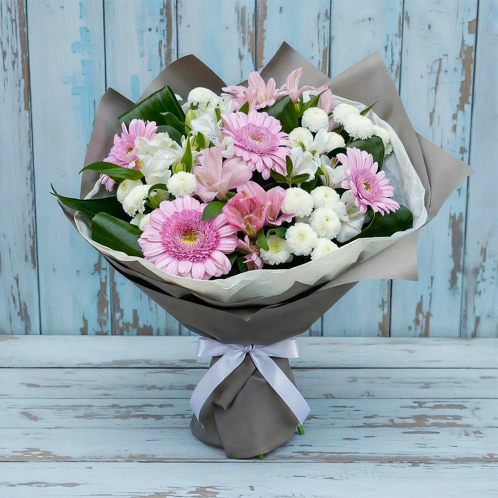 Букет цветов из: Герберы, Альстромерии и Хризантемы в Стрелке