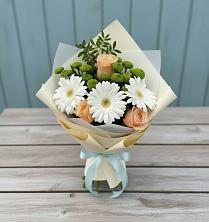 Букет цветов из:  Герберы, Розы и Хризантемы в Стрелке